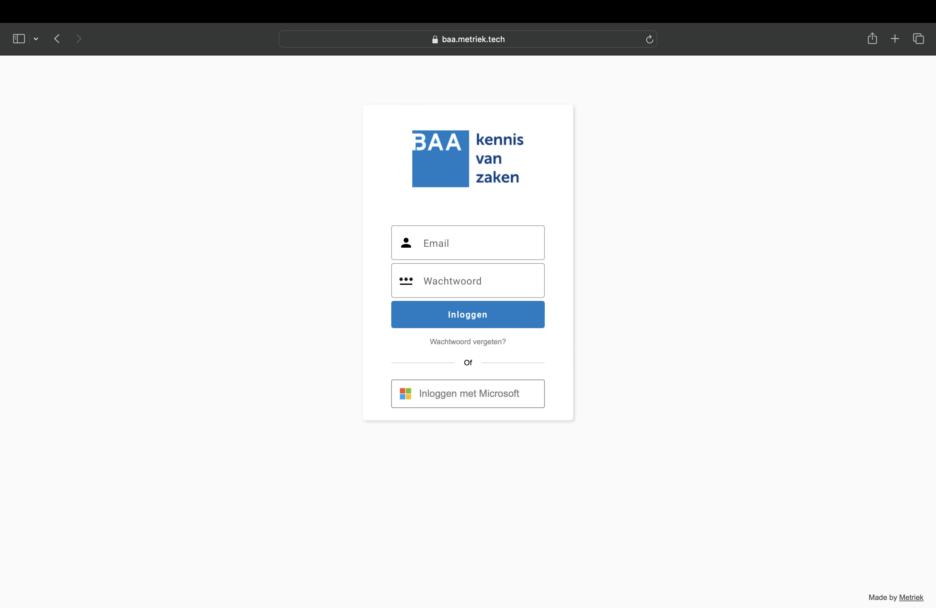 Screenshot authenticatiescherm
